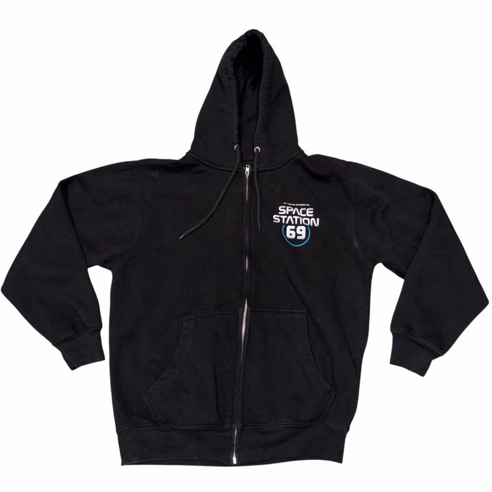 Adam Sandler Black Space Station 69 Full Zip Hoodie Jacket Sweatshirt Medium